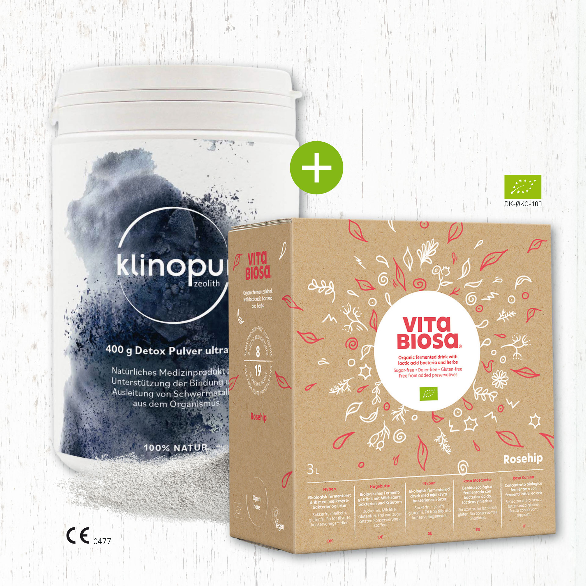 Kombi Angebot Vita Biosa Hagebutte 3 L   Klinopur 450g Zeolith kaufen